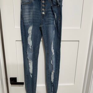 Indigo Rein Blue Distressed Skinny Jeans
